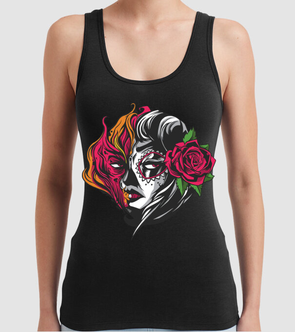 Fată Mexicană Demon model negru pe tricou
