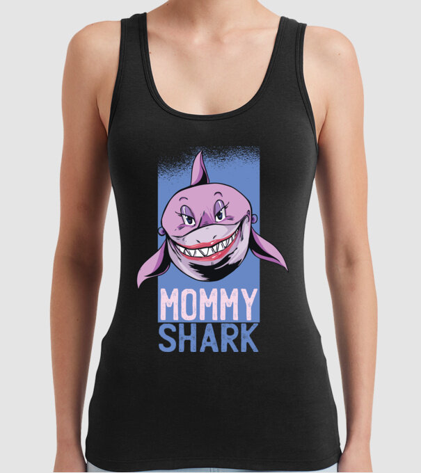 Mommy Shark tricou pentru mama model negru pe tricou