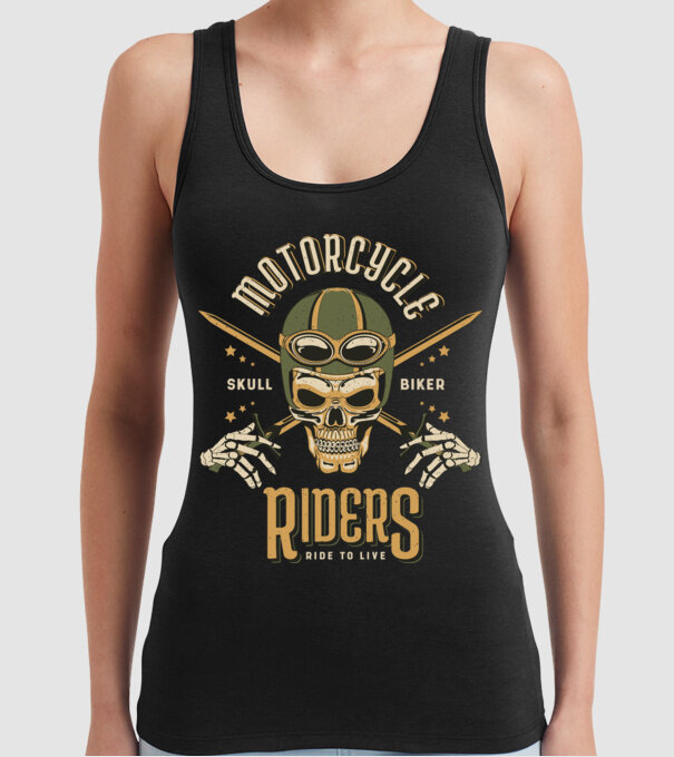 Craniu Motociclist model negru pe tricou