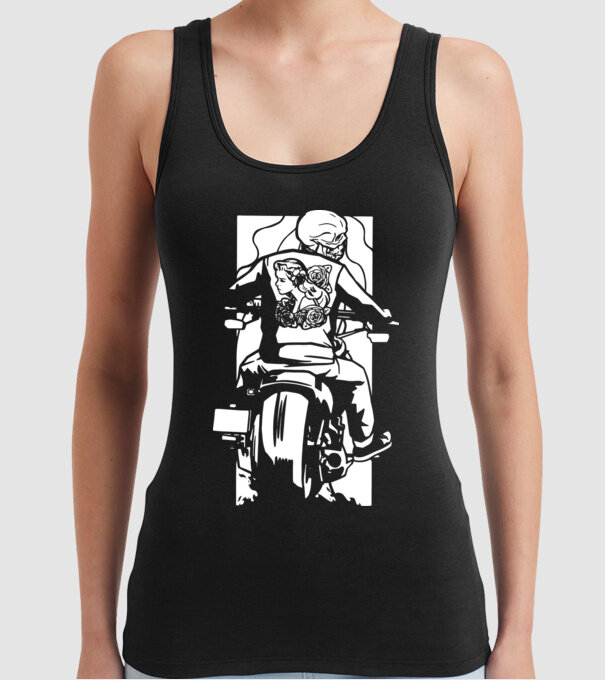Craniu Motociclist model negru pe tricou