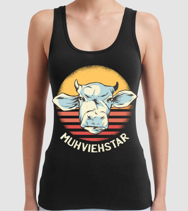 Vacă Muhviehstar model negru pe tricou