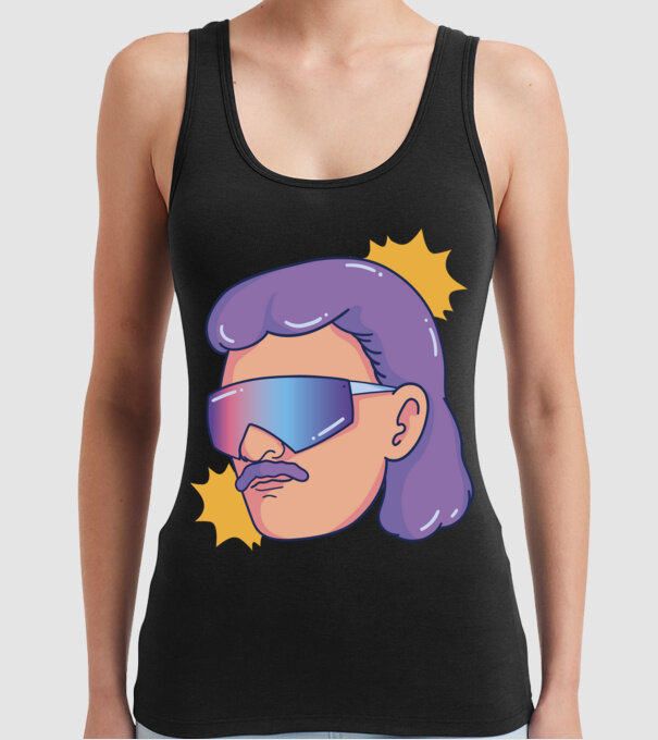 Cap Mullet Retro model negru pe tricou