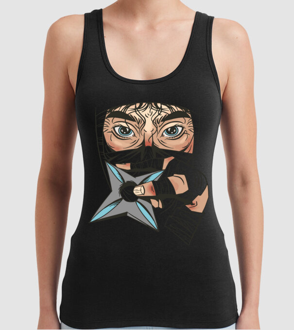 Cap de ninja model negru pe tricou