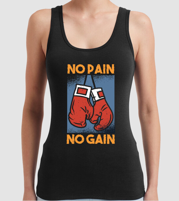 No pain no gain box model negru pe tricou