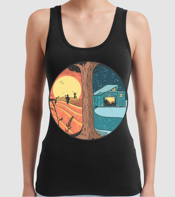 Vară vs iarnă model negru pe tricou