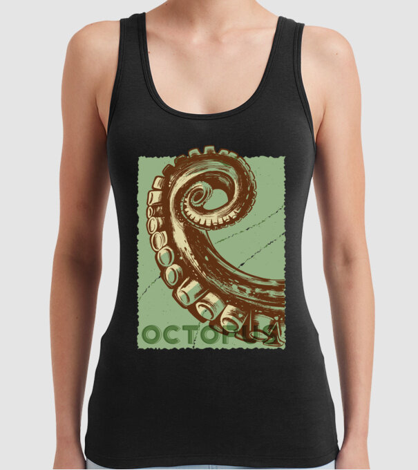 Caracatiță Octopus model negru pe tricou