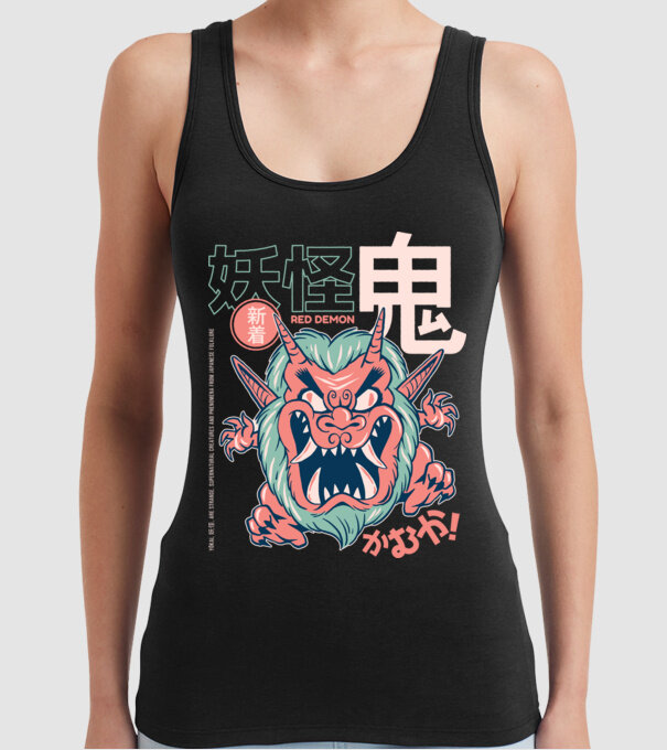 Oni Yokai Anime model negru pe tricou