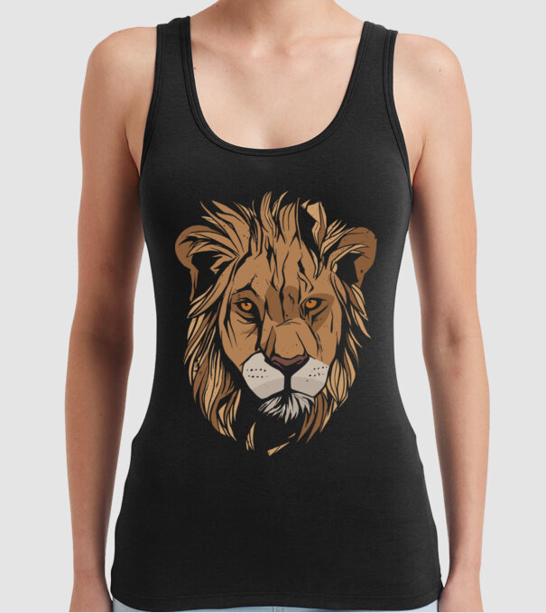 Cap de leu model negru pe tricou