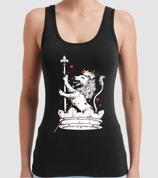 Leu Coroană model negru pe tricou