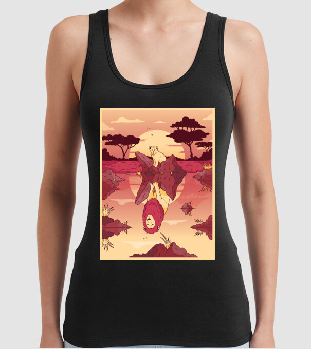 Reflecție leu model negru pe tricou