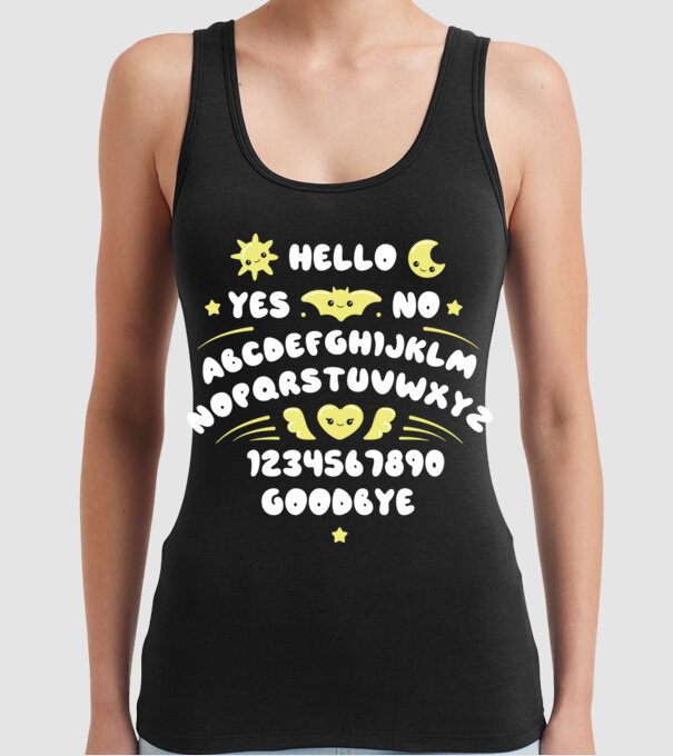 Motiv Ouija model negru pe tricou