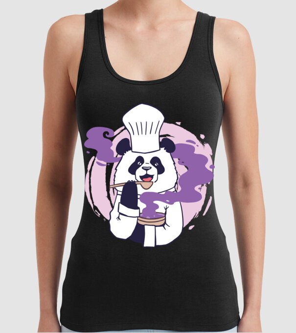 Panda Chef model negru pe tricou