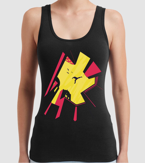 Alergare Parkour model negru pe tricou