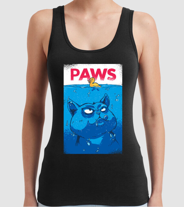 Paws Pisică la atac model negru pe tricou