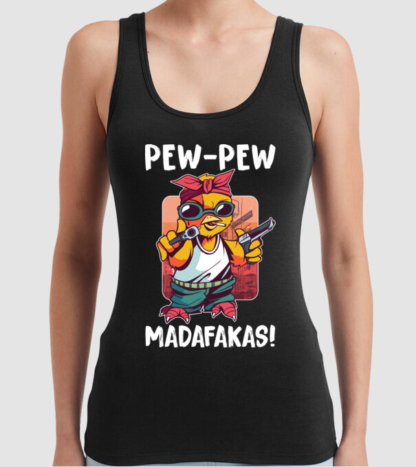 Pew Pew Pew Madafakas Pui model negru pe tricou