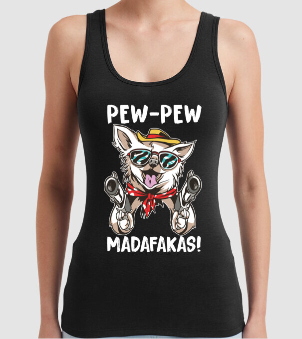 Pew Pew Pew Madafakas Chivava model negru pe tricou