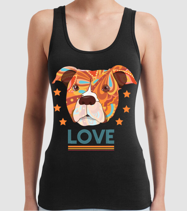 Dragoste Pitbull model negru pe tricou