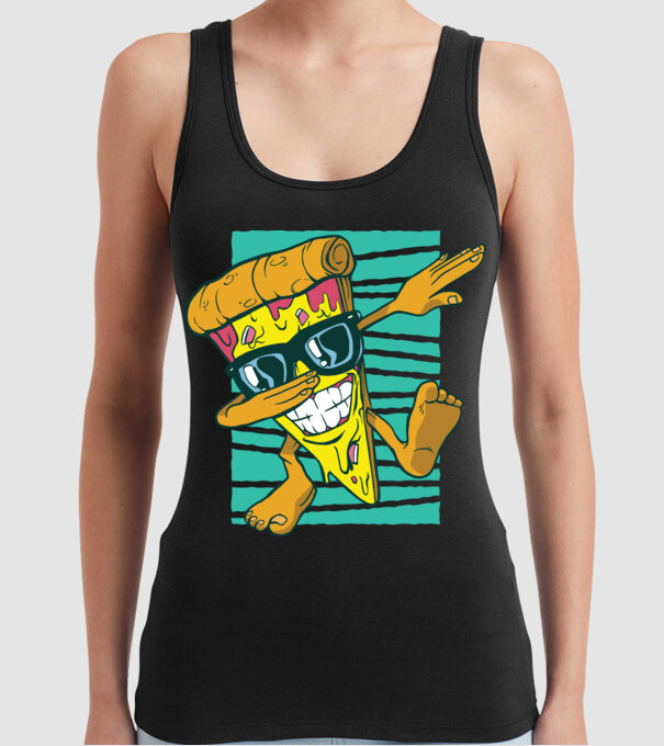 Felie de pizza DAB model negru pe tricou