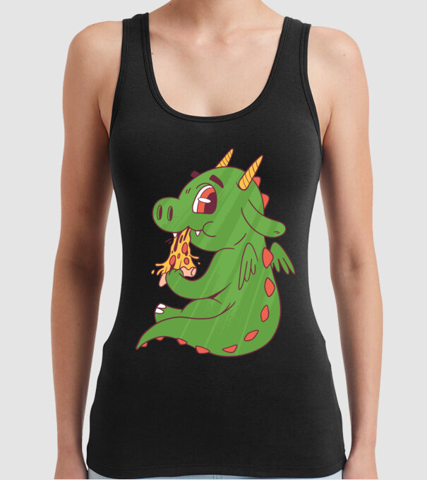 Pizza Dino model negru pe tricou
