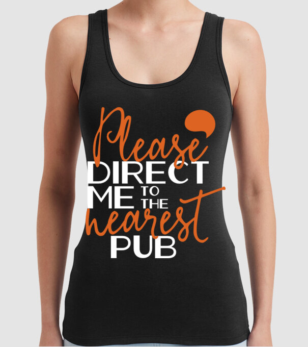 Please direct me to the nearest pub model negru pe tricou