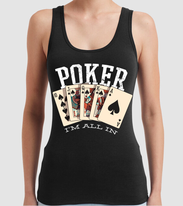 Poker All in model negru pe tricou