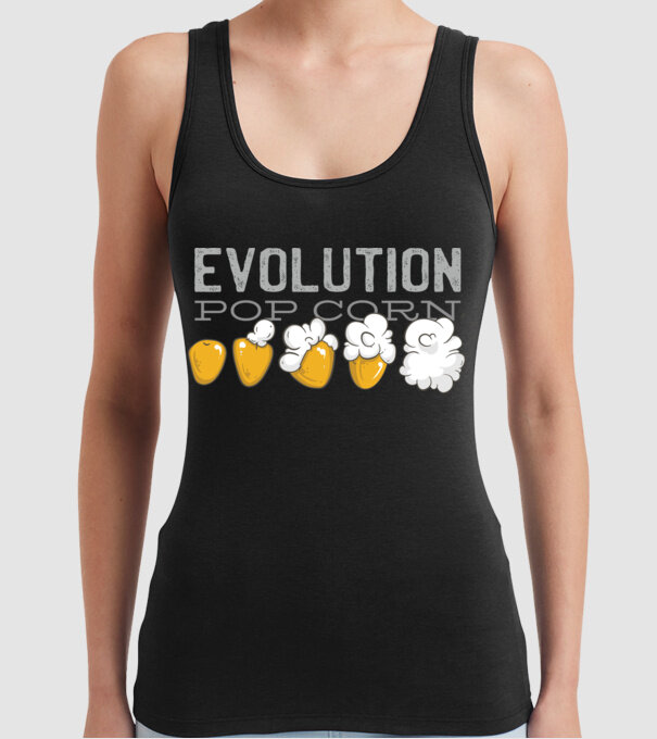 Evoluție Popcorn model negru pe tricou