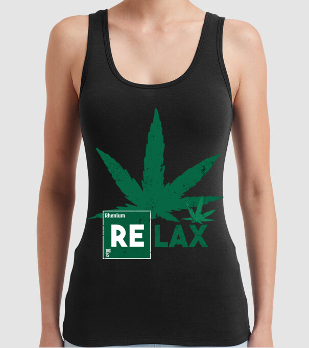 Relax Cannabis model negru pe tricou