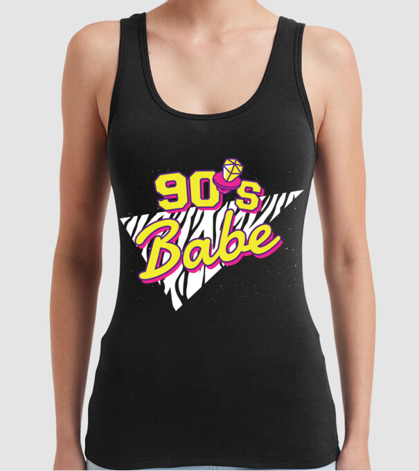 Retro 90s Babe model negru pe tricou