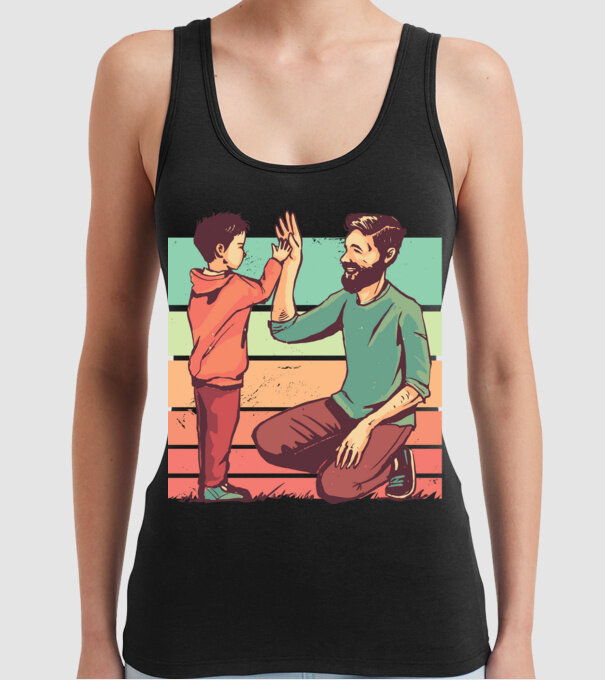 Tată și fiu retro model negru pe tricou