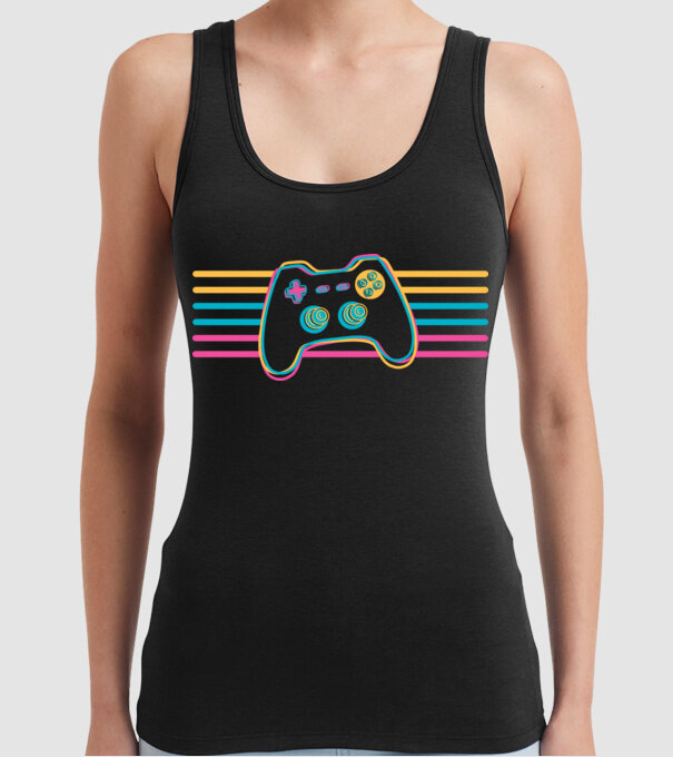Gamer Controler Retro model negru pe tricou