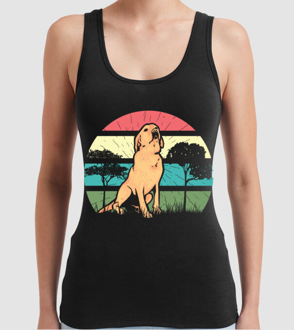 Golden Retriever retro model negru pe tricou