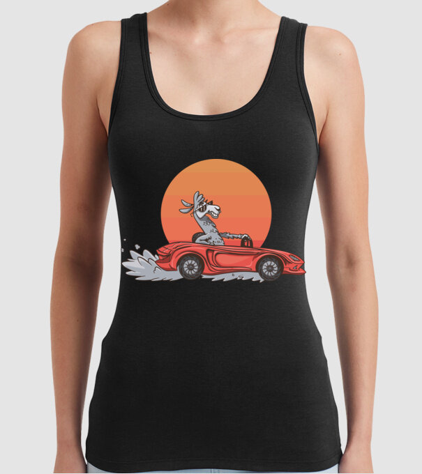 Mașină Retro Llama model negru pe tricou
