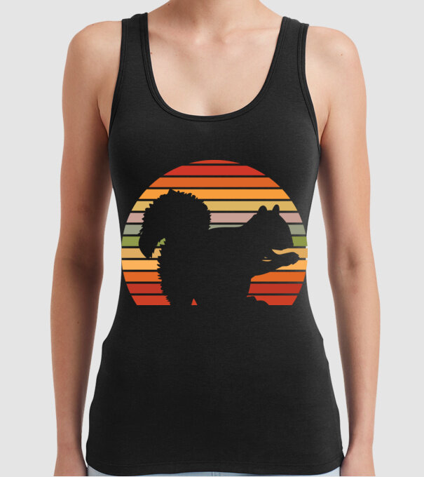 Veveriță Retro model negru pe tricou