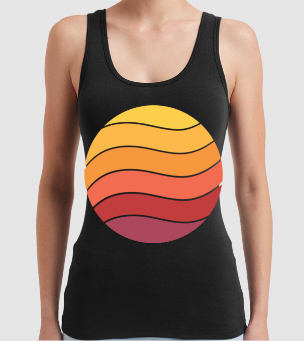 Fond Retro Apus de soare model negru pe tricou
