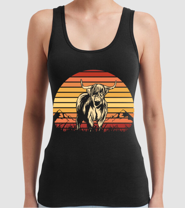Vită Retro model negru pe tricou