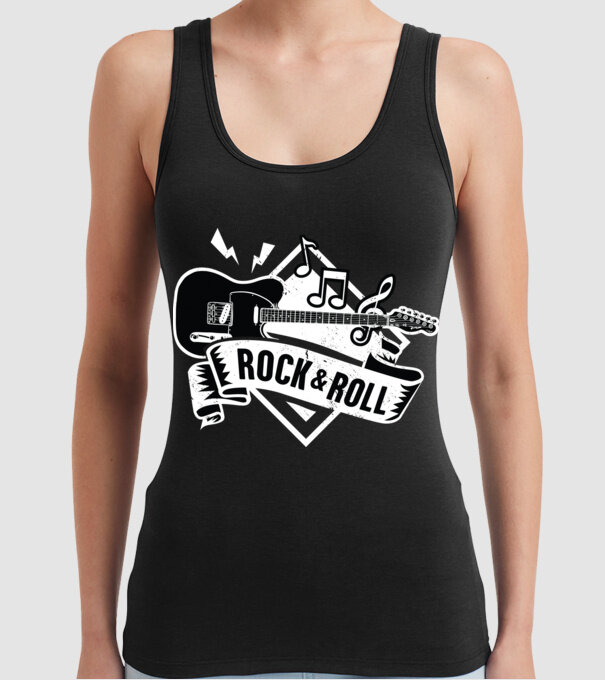 Rock & Roll chitară model negru pe tricou