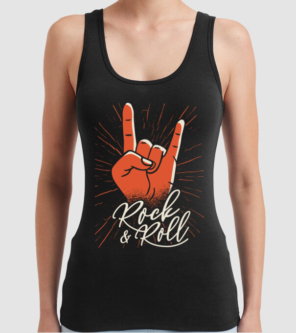 Rock and Roll model negru pe tricou