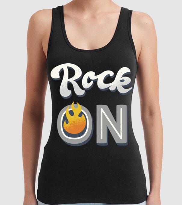 Rock On model negru pe tricou