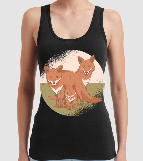 Familie Vulpe model negru pe tricou