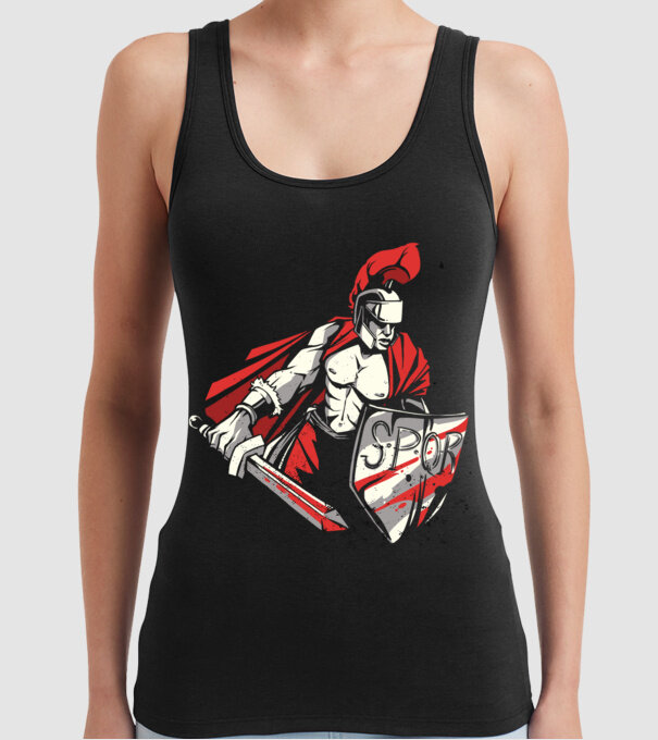SPQR războinic Roman model negru pe tricou