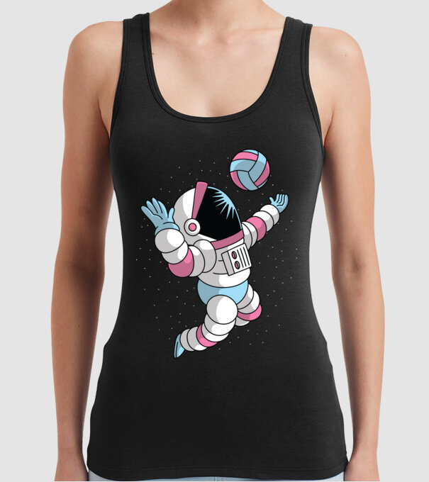 Astronaut voleibalist model negru pe tricou