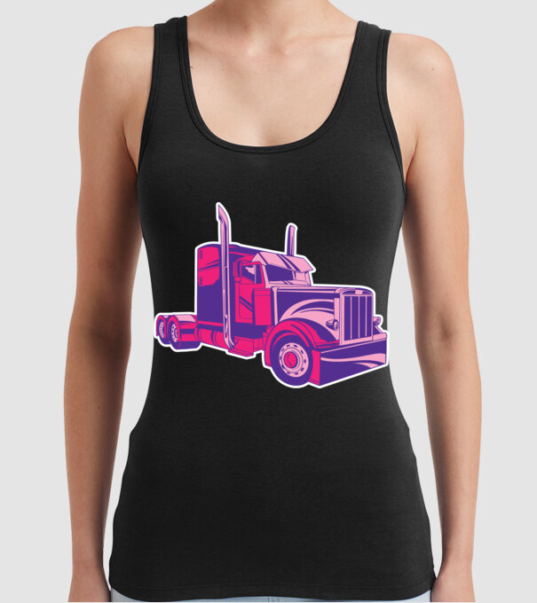 Camion roz model negru pe tricou