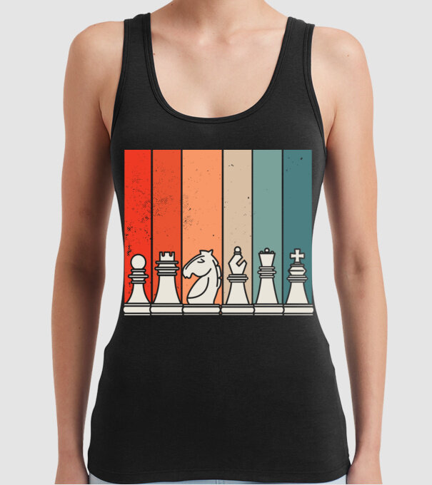 Șah Retro model negru pe tricou