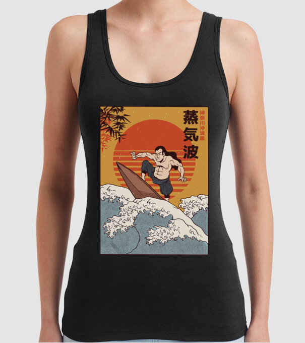 Samurai Surf model negru pe tricou