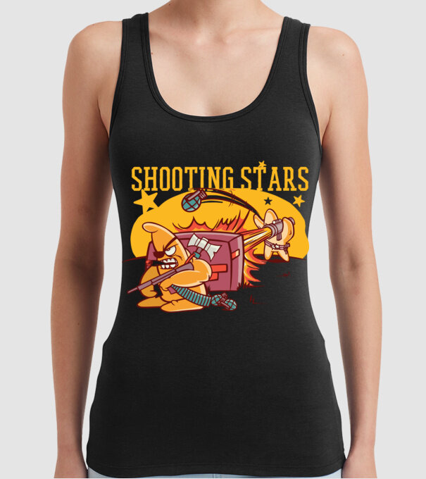 Shooting Stars model negru pe tricou