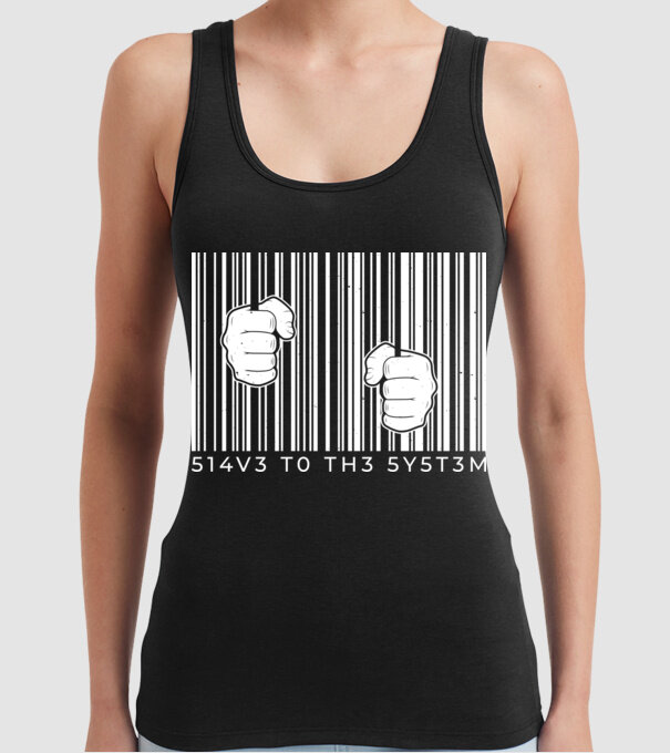 Slave to the system - Sclav al sistemului model negru pe tricou