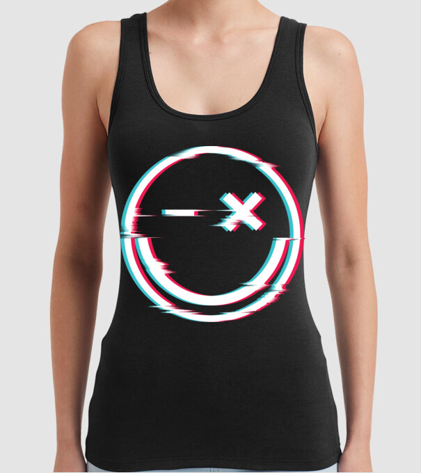 Smile glitch neon tiktok style model negru pe tricou