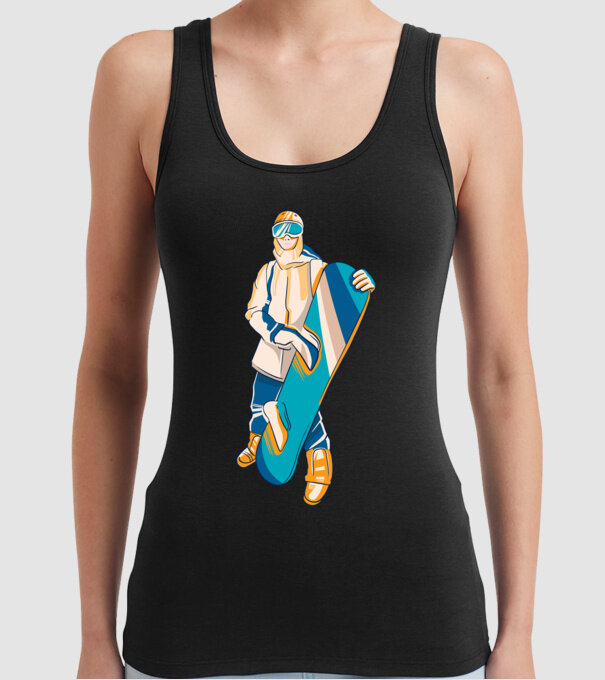 Snowboarder model negru pe tricou