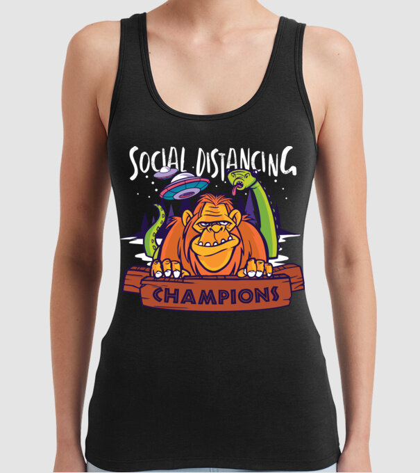 Campioni Social Distancing model negru pe tricou