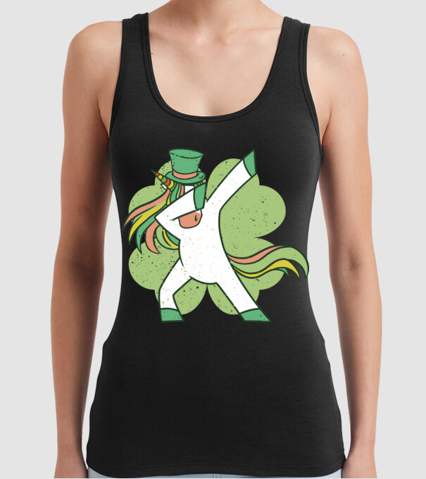St Patrick Unicorn DAB model negru pe tricou